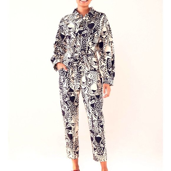 FARM Rio Midnight Leopard Belt Canvas Jumpsuit - Picture 3 of 16